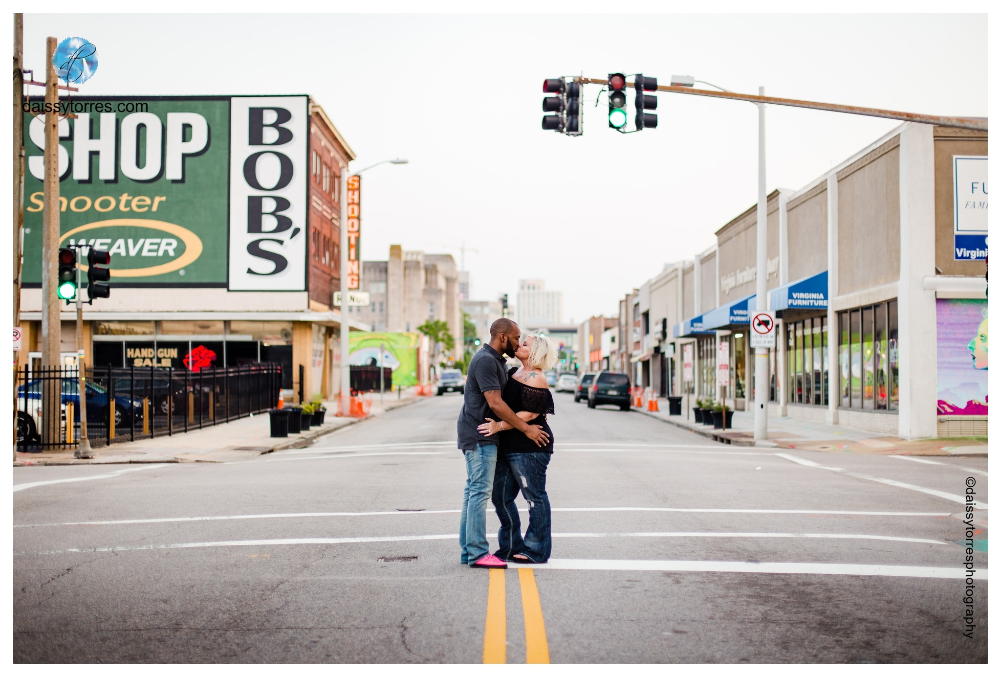Norfolk Neon District Engagement Session Chastity + Antoine pic
